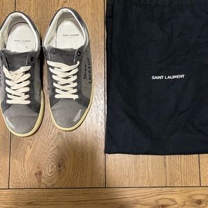 SAINT LAURENT COURT CLASSIC SL/06 EMBROIDERED SNEAKERS IN CANVAS AND LEATHER